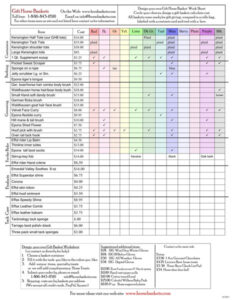 contact us to build your own basket using this menu for choices, prices and colos